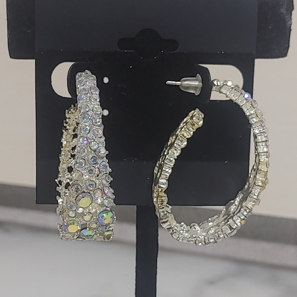 Iridescent Rhinestone Earrings - Picture 4 of 8